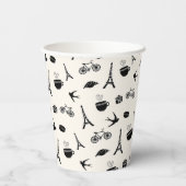 Romance Parijs | Eiffeltowerpatroon Papieren Bekers (Achterkant)