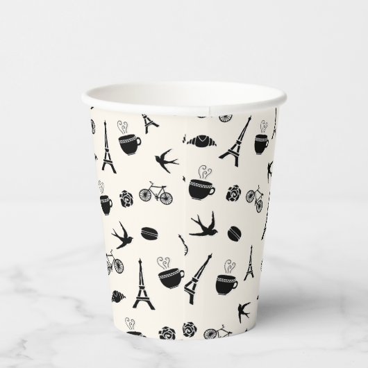 Romance Parijs | Eiffeltowerpatroon Papieren Bekers (Rechts)