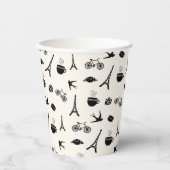 Romance Parijs | Eiffeltowerpatroon Papieren Bekers (Voorkant)