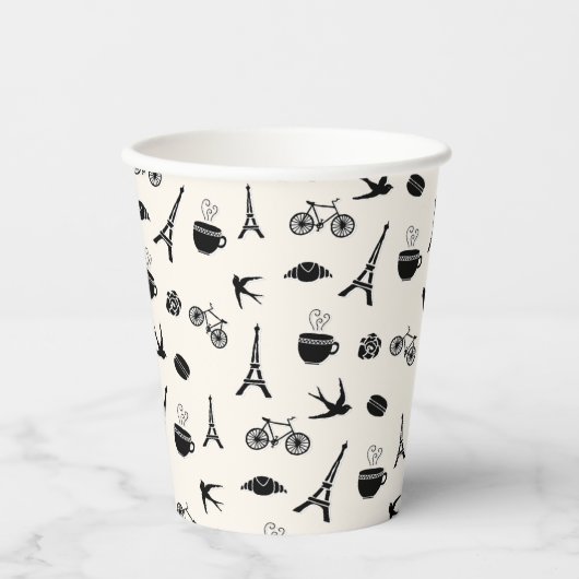 Romance Parijs | Eiffeltowerpatroon Papieren Bekers (Voorkant)