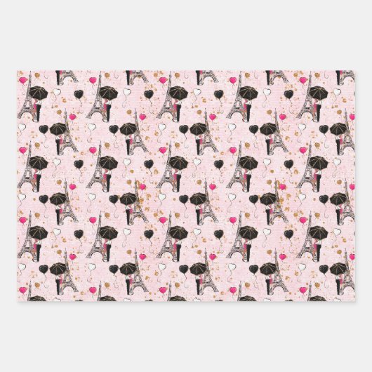Romance Parijs Inpakpapier Vel (Voorkant)