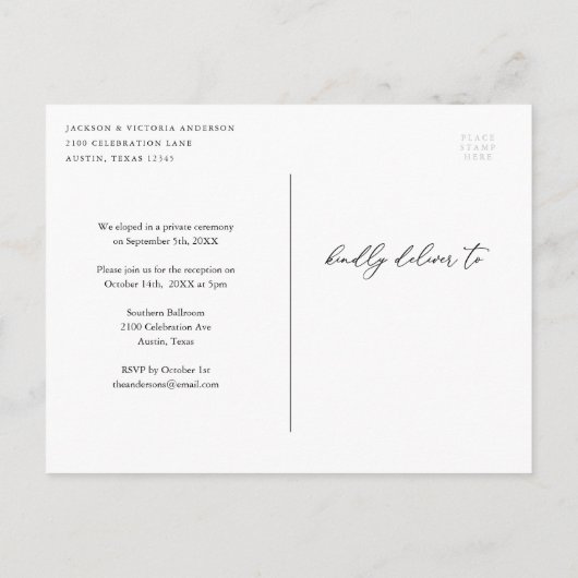 Romance Passen getrouwd Elopement Briefkaart (Achterkant)