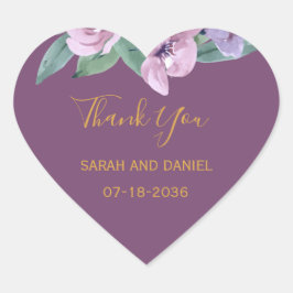 Romance Plum met roze Roses Wedding Dank je Hart Sticker