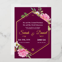 Romance Plum Pink Rose Gold Lijst Joodse bruiloft