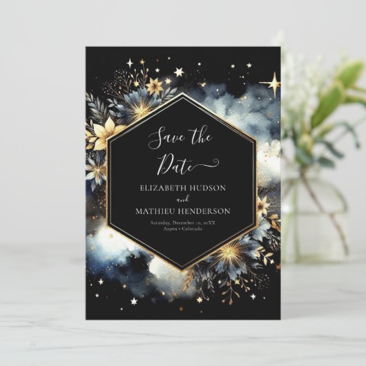 Romance printbare hemelse bruiloft save the date (Staand voorkant)