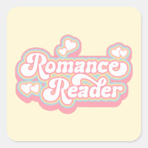 Romance Reader Pastel Retro Boek Lover Quote Vierkante Sticker