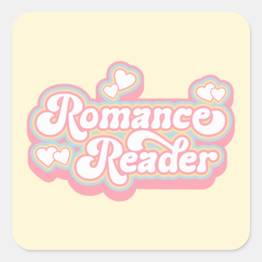 Romance Reader Pastel Retro Boek Lover Quote Vierkante Sticker (Voorkant)
