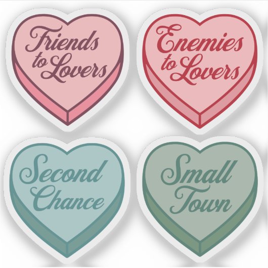 Romance reader Snoep Hart Set Sticker (Voorkant)