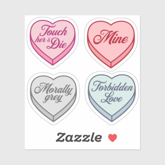 Romance reader Snoep Hart Set Sticker (Vel)