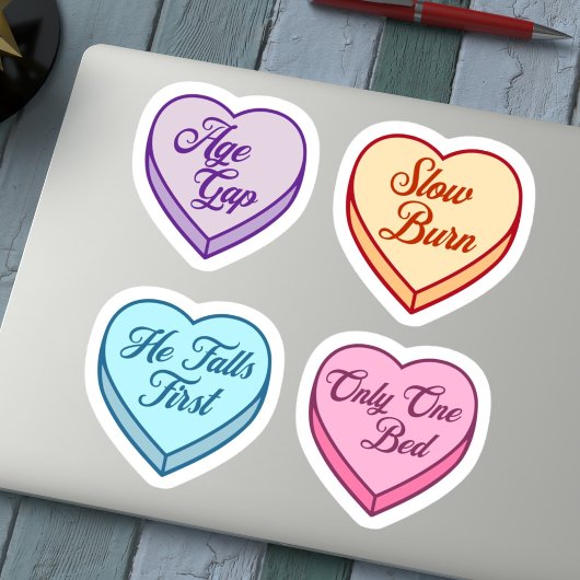 Romance reader Snoep Hart Set Sticker
