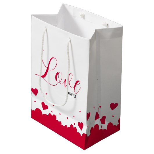 Romance Red Hearts Gift Bag Medium Cadeauzakje (Voorkant Gekanteld)