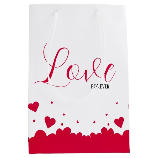 Romance Red Hearts Gift Bag Medium Cadeauzakje (Voorkant)