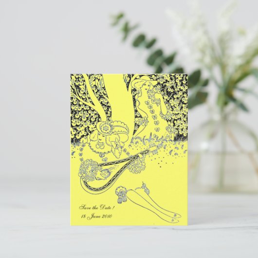 ROMANCE, ROMANTISCHE GELIEFDE ZWART GELE TROUWFEES KAART (Staand voorkant)