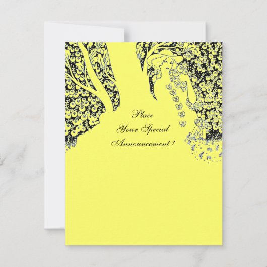 ROMANCE, ROMANTISCHE GELIEFDE ZWART GELE TROUWFEES KAART (Achterkant)