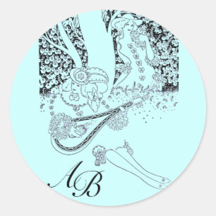 ROMANCE/ROMANTISCHE LOVERS ZWARTE BLAUWGROEN BLAUW RONDE STICKER
