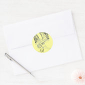 ROMANCE, ROMANTISCHE LOVERS ZWARTE GEEL MONOGRAM RONDE STICKER (Envelop)