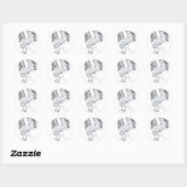 ROMANCE/ROMANTISCHE LOVERS ZWARTE WITTE MONOGRAM RONDE STICKER (Vel)