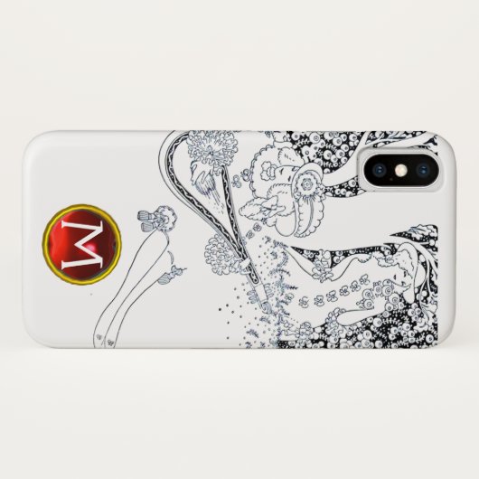 ROMANCE/ROMANTISCHE LOVERS ZWARTE WITTE RODE MONOG Case-Mate iPhone CASE (Achterkant (horizontaal))
