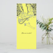 ROMANCE, ROMANTISCHE MINNAARS ZWART GELE TROUWFEES KAART (Staand voorkant)