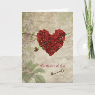 Romance Roos Petal Valentijn Hart met Key Kaart