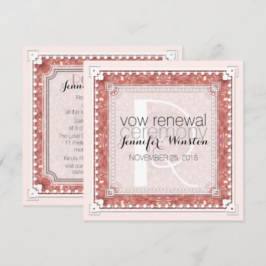  Romance Roze Bridal Vow Renewal Invites Kaart (Voorkant / Achterkant)