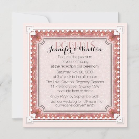  Romance Roze Bridal Vow Renewal Invites Kaart