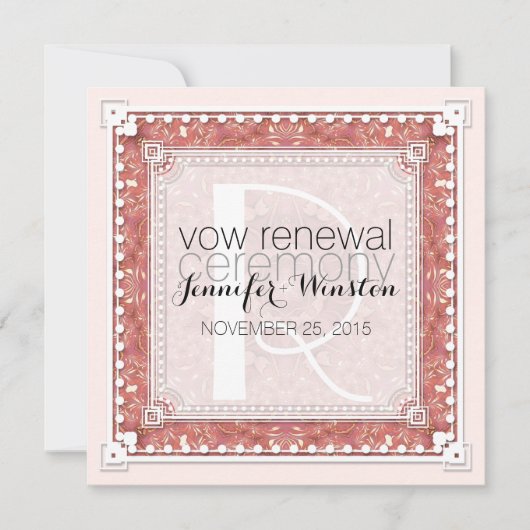 Romance Roze Bridal Vow Renewal Invites Kaart (Voorkant)