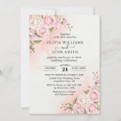 Romance  Roze Roze Witte Achtergrond Invitat Kaart (Voorkant)