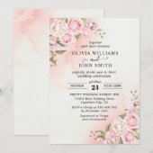 Romance Roze Roze Witte Achtergrond Invitat Kaart (Voorkant / Achterkant)