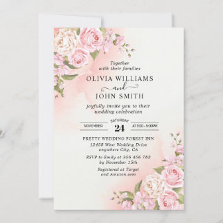 Romance  Roze Roze Witte Achtergrond Invitat Kaart