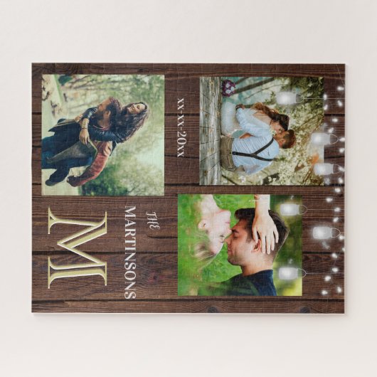 Romance - Rustige aangepaste monogram - Lichten Legpuzzel (Horizontaal)