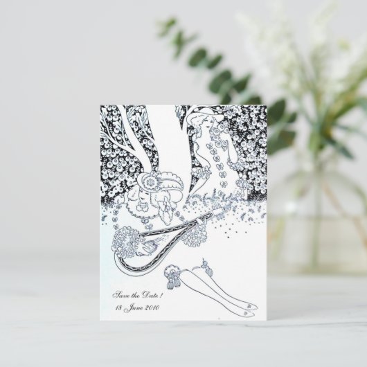 ROMANCE, SAVE THE DATE, zwart-wit Kaart (Staand voorkant)