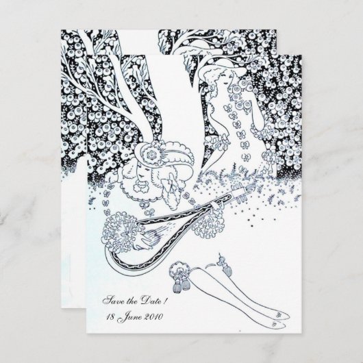 ROMANCE, SAVE THE DATE, zwart-wit Kaart (Voorkant / Achterkant)