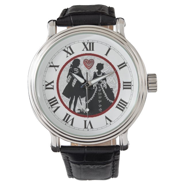 Romance Silhouette Romantic Couple Wrist Watch Horloge (Voorkant)