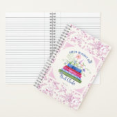 Romance Stack of Books Club Waterverf Roze Bloemen Notitieboek (Binnen)