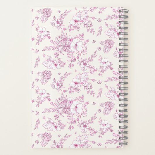 Romance Stack of Books Club Waterverf Roze Bloemen Notitieboek (Achterkant)