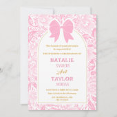 Romance Valentine’s Day Pink Bow Floral Wedding Kaart (Voorkant)