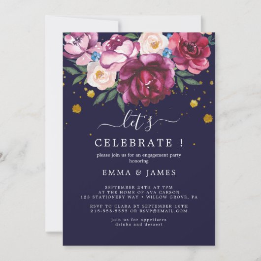 Romance van bloemen | Grey "Let's Celebrate" uitno Kaart (Voorkant)