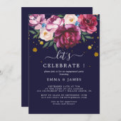 Romance van bloemen | Grey "Let's Celebrate" uitno Kaart (Voorkant / Achterkant)