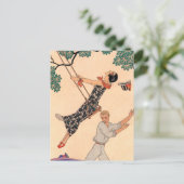  Romance van de Liefde, Escarpolette Swing Barbier Briefkaart (Staand voorkant)