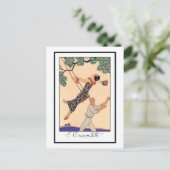  Romance van de Liefde, Escarpolette Swing Barbier Briefkaart (Staand voorkant)