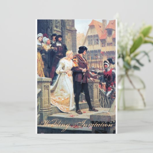 Romance van de middeleeuwse bruiloft kaart (Staand voorkant)