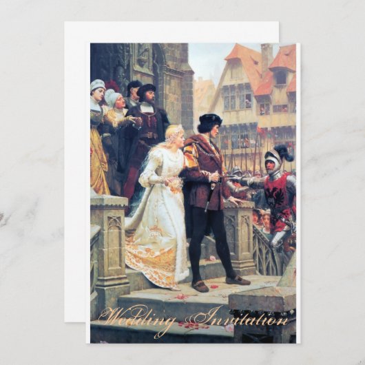 Romance van de middeleeuwse bruiloft kaart (Voorkant / Achterkant)