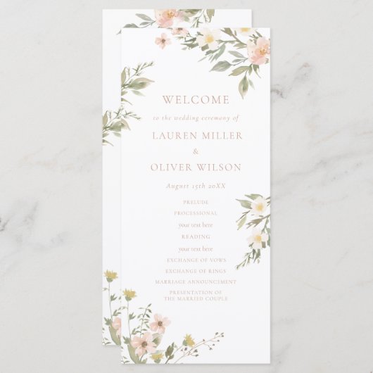 Romance van wilde bloemen programmakaart (Voorkant / Achterkant)