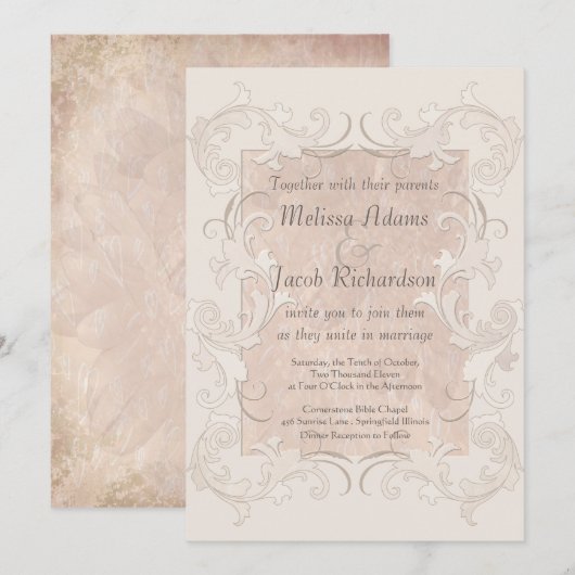 Romance van zijde Elegant Wedding Kaart (Voorkant / Achterkant)