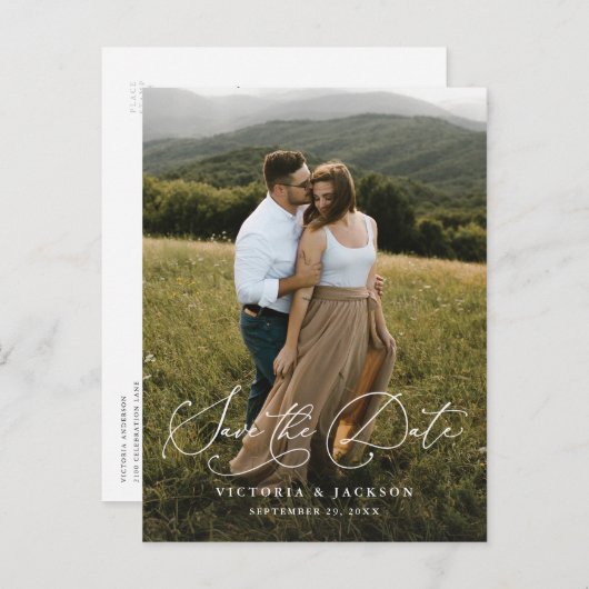 Romance Verticaal Sla het Briefkaart Datum op (Voorkant / Achterkant)