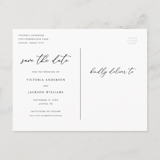 Romance Verticaal Sla het Briefkaart Datum op (Achterkant)