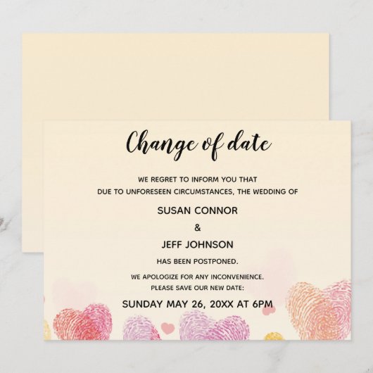 Romance Vingerprint-liefdeshart Aankondiging (Voorkant / Achterkant)