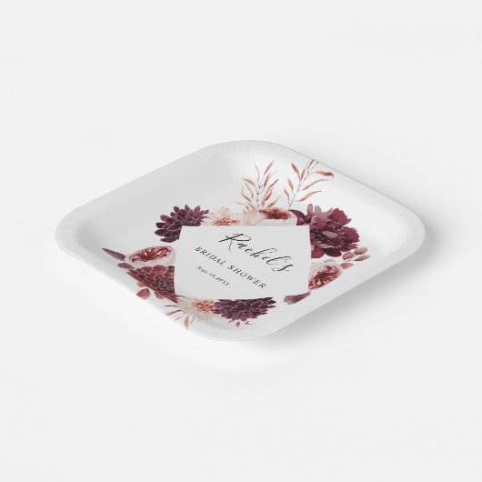 Romance Waterverf Floral Vrijgezellenfeest Papieren Bordje (Gebogen)