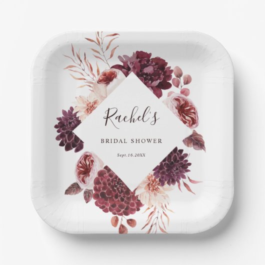Romance Waterverf Floral Vrijgezellenfeest Papieren Bordje (Voorkant)